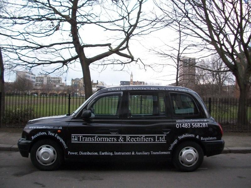 2010 Ubiquitous taxi advertising campaign for Transformers & Rectifiers  - Support British manufacturing, you know it makes sense