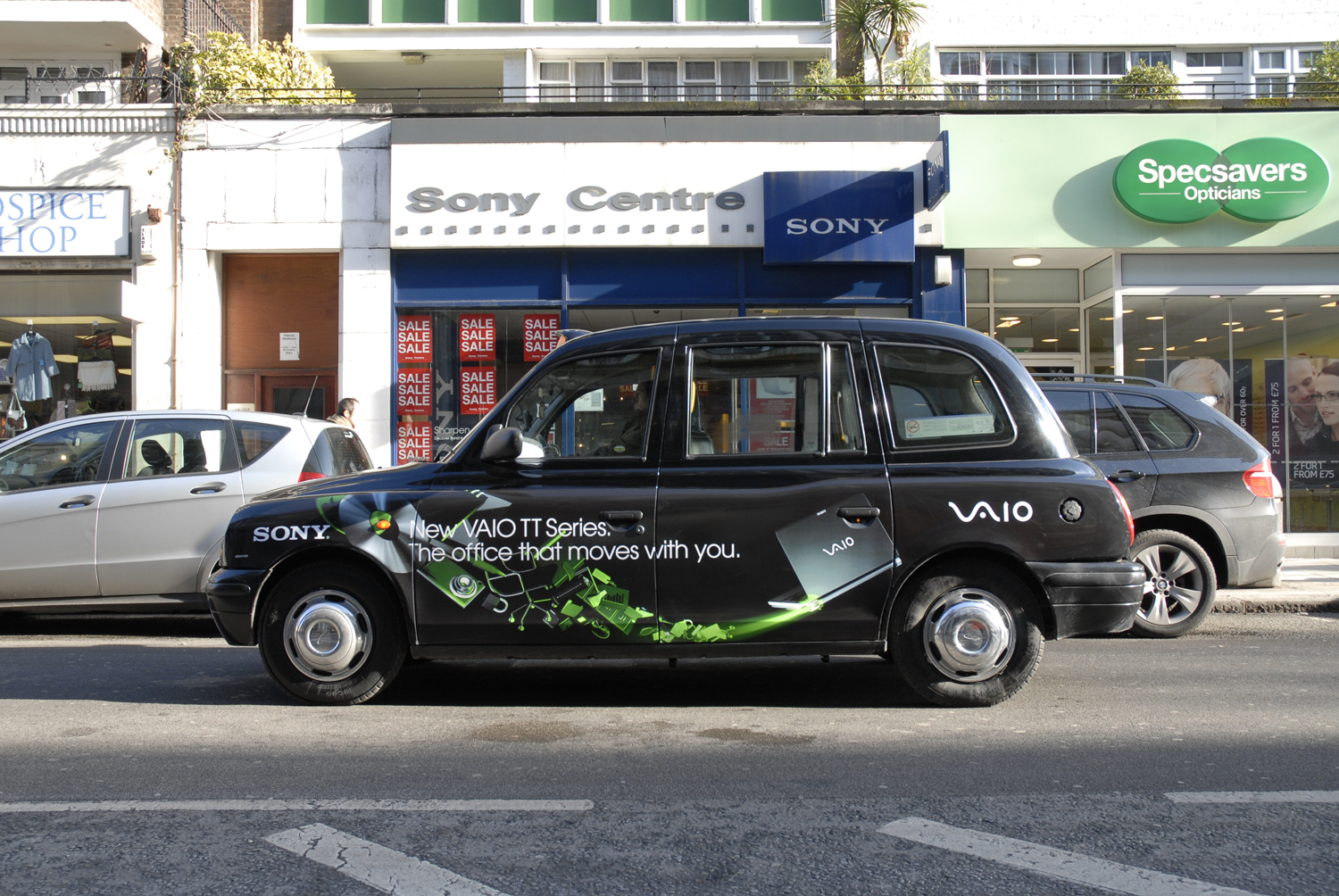 2009 Ubiquitous taxi advertising campaign for Sony Vaio - New Sony Vaio TT. The office that moves without you.