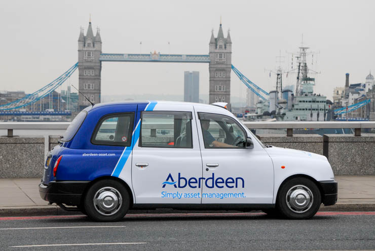 2013 Ubiquitous taxi advertising campaign for Aberdeen Asset Management  - Simply Asset Management
