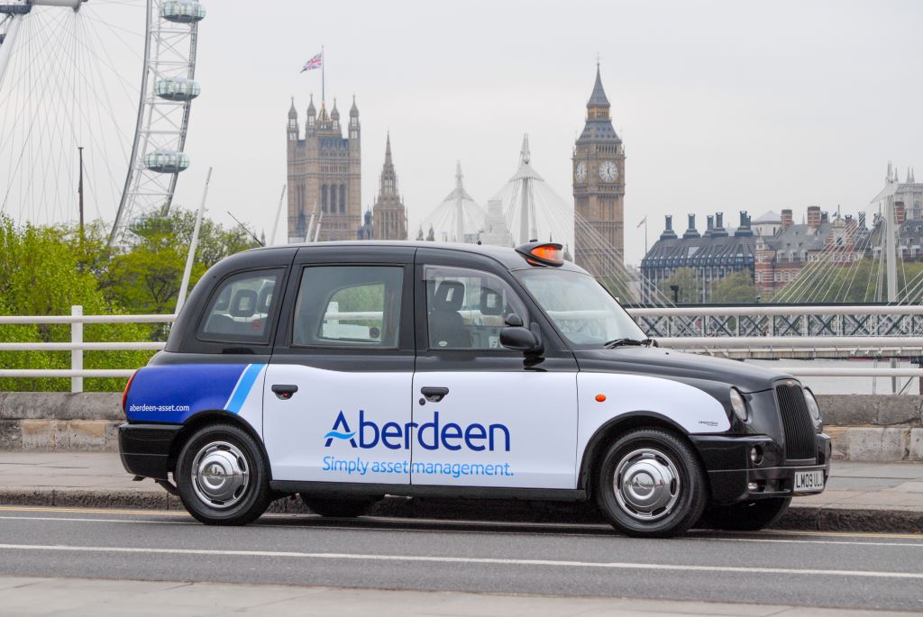 2013 Ubiquitous taxi advertising campaign for Aberdeen Asset Management  - Simply Asset Management