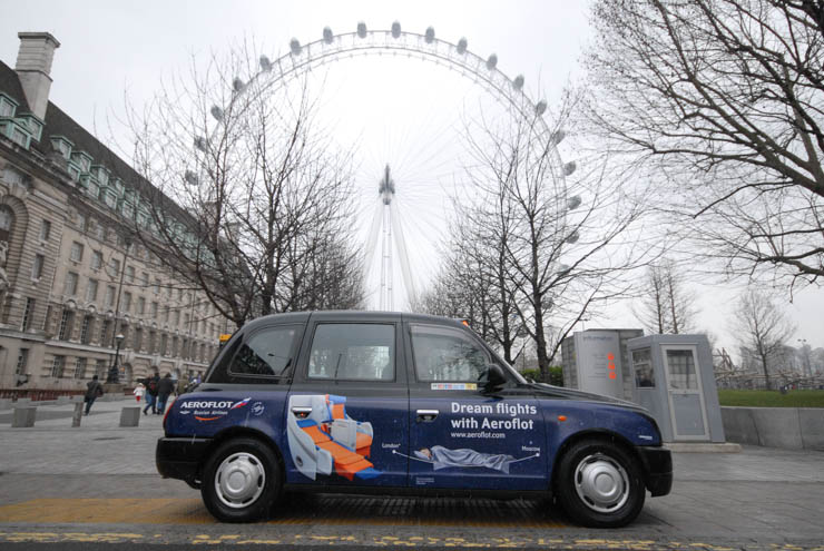 2013 Ubiquitous taxi advertising campaign for Aeroflot - Dream Flights with Aeroflot