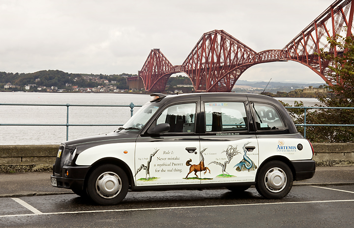 2012 Ubiquitous taxi advertising campaign for Artemis - Never Mistake A Mythical Profit For The Real Thing