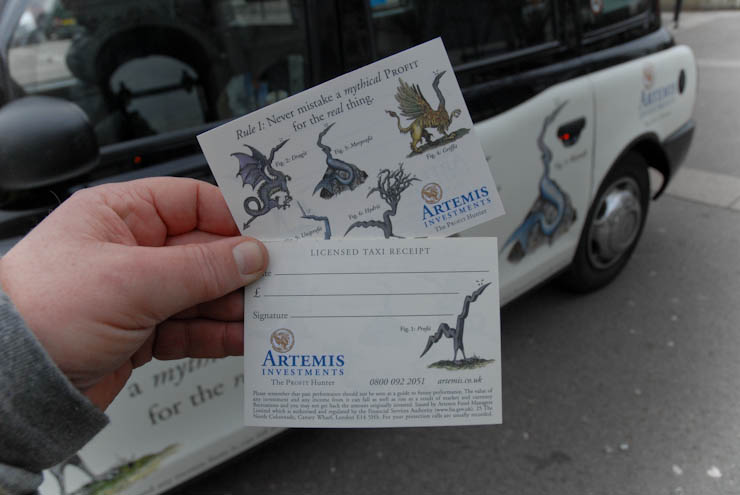 2013 Ubiquitous taxi advertising campaign for Artemis - Rule 1: Never mistake a mythical profit for the real thing