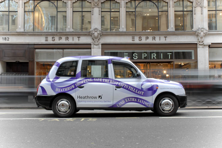2012 Ubiquitous taxi advertising campaign for BAA - Heathrow Shopping.  Save the best gifts till last