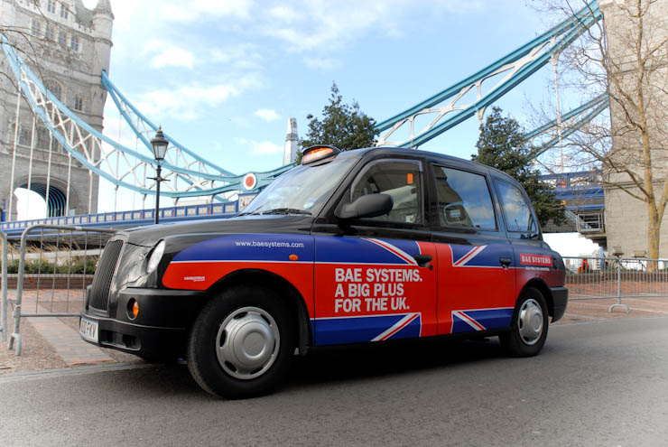 2012 Ubiquitous taxi advertising campaign for BAE - A Big Plus for the UK
