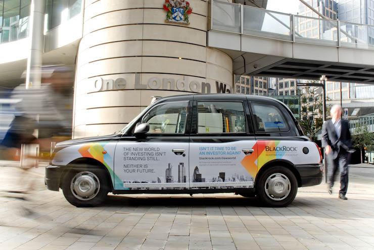 2012 Ubiquitous taxi advertising campaign for Blackrock  - The new world of investing isn't standing still