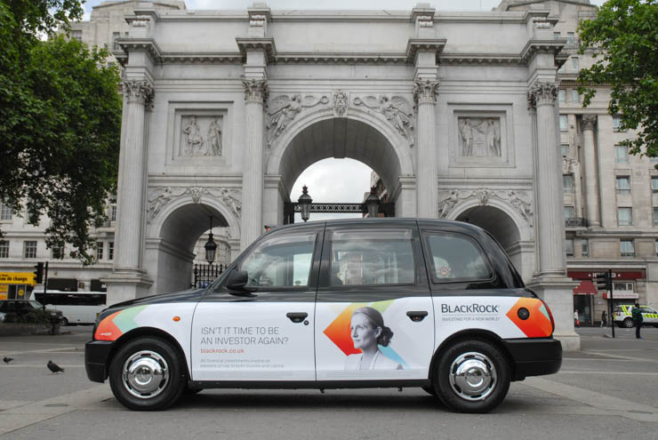 2013 Ubiquitous taxi advertising campaign for Blackrock  - Isn't It Time To Be An Investor Again?