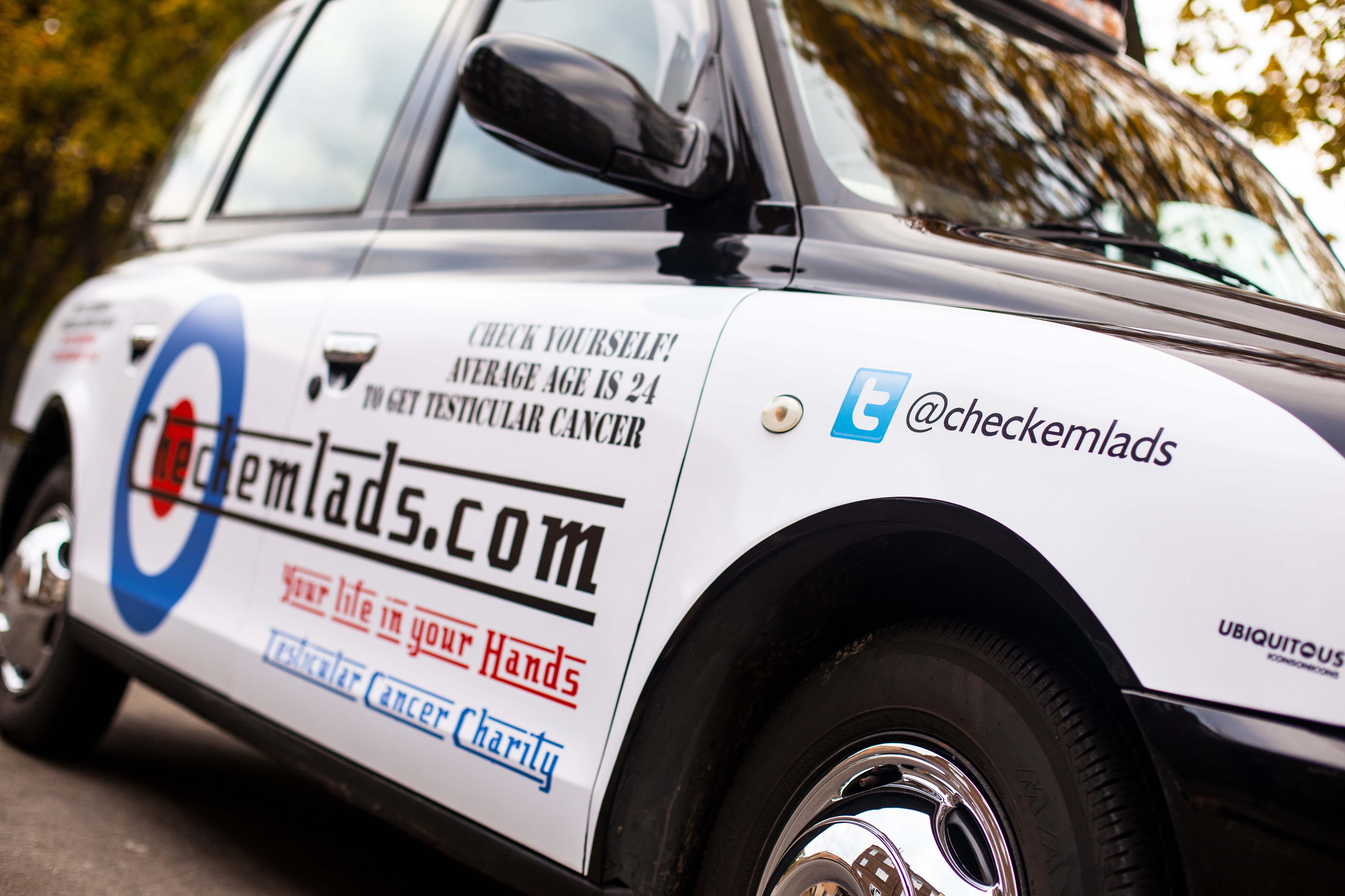 2012 Ubiquitous taxi advertising campaign for Check em Lads - Your life in your hands