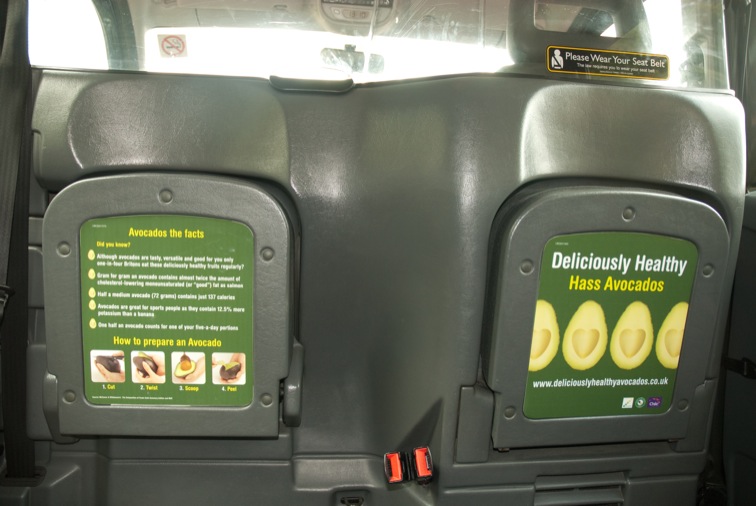 2009 Ubiquitous taxi advertising campaign for Chilean Hass Avocados - Deliciously Healthy Hass Avocados