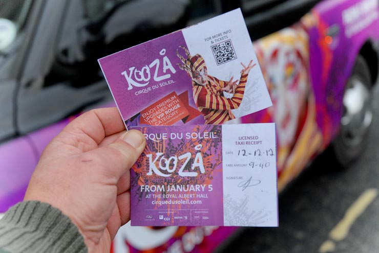 2012 Ubiquitous taxi advertising campaign for Cirque Du Soleil - Kooza