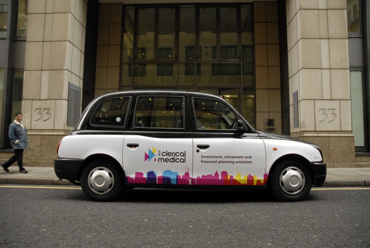 2008 Ubiquitous taxi advertising campaign for Clerical Medical - Investment, retirement and financial planning solutions