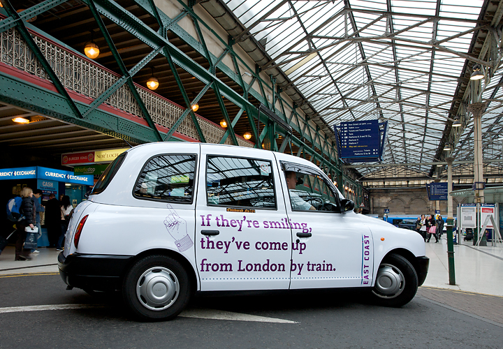 2010 Ubiquitous taxi advertising campaign for East Coast Mainline - East Coast Mainline