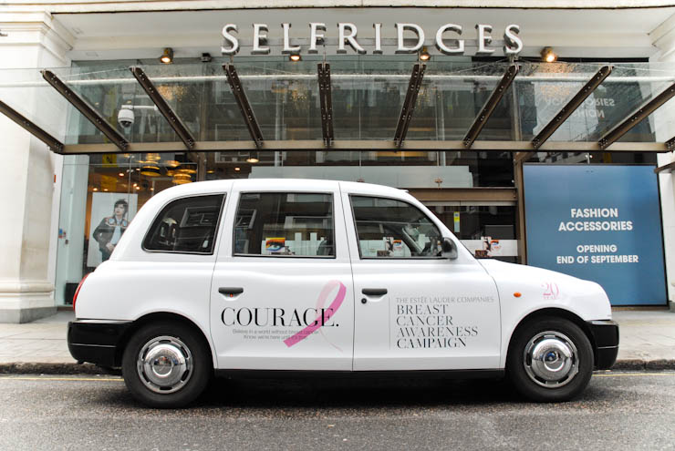 2012 Ubiquitous taxi advertising campaign for Estee Lauder - Breast Cancer Awareness Campaign
