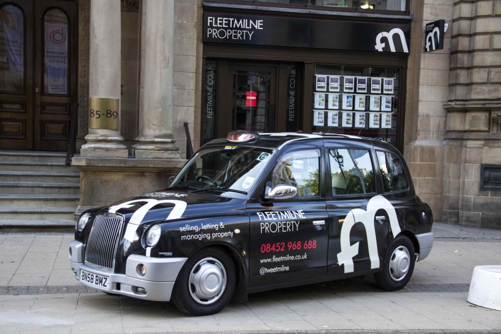 2013 Ubiquitous taxi advertising campaign for Fleet Milne Residential - Selling, Letting & Managing Property