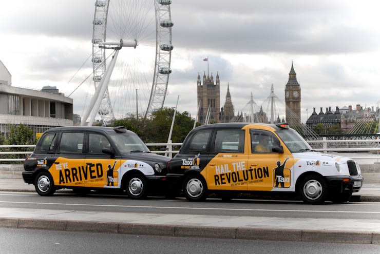 2011 Ubiquitous taxi advertising campaign for Get Taxi - Hail the Revolution
