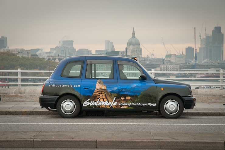 2009 Ubiquitous taxi advertising campaign for Guatemala - Guatemala Heart Of The Mayan World