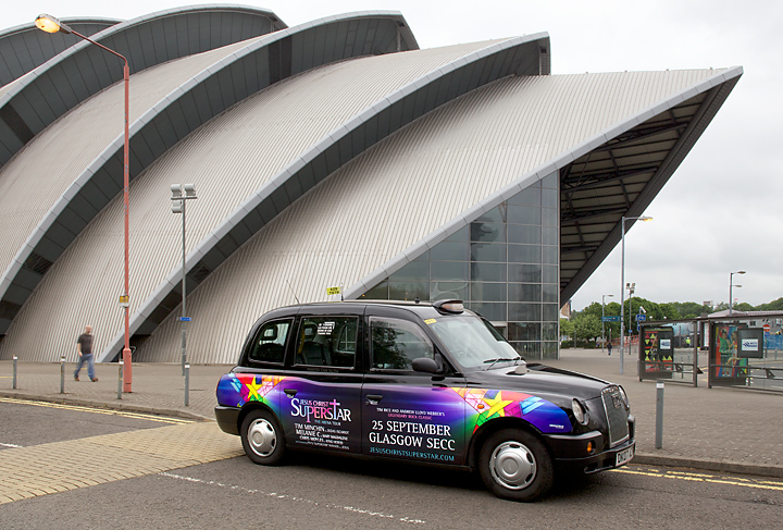 2012 Ubiquitous taxi advertising campaign for Jesus Christ Superstar - 25 September Glasgow SECC
