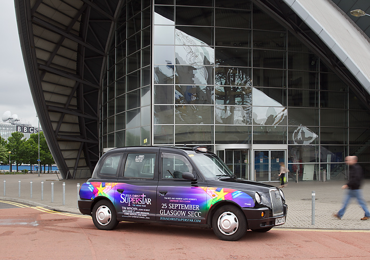 2012 Ubiquitous taxi advertising campaign for Jesus Christ Superstar - 25 September Glasgow SECC