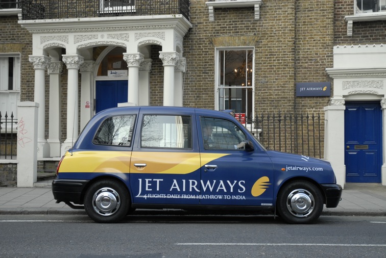 2007 Ubiquitous taxi advertising campaign for Jet Airways - 4 Flights Daily From Heathrow To India