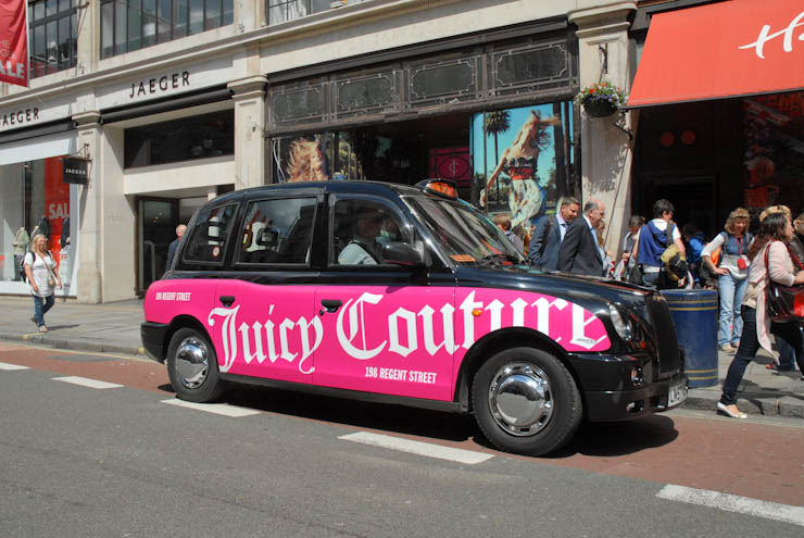2012 Ubiquitous taxi advertising campaign for Juicy Couture - 198 Regent Street