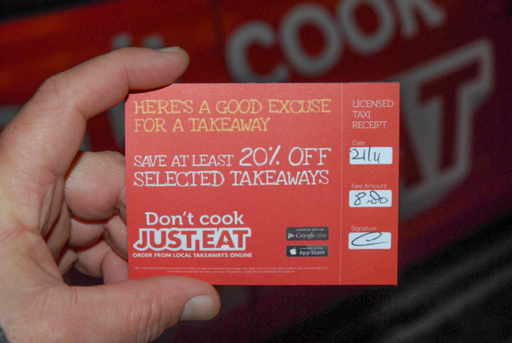 2013 Ubiquitous taxi advertising campaign for Just Eat - Don't Cook; Just Eat
