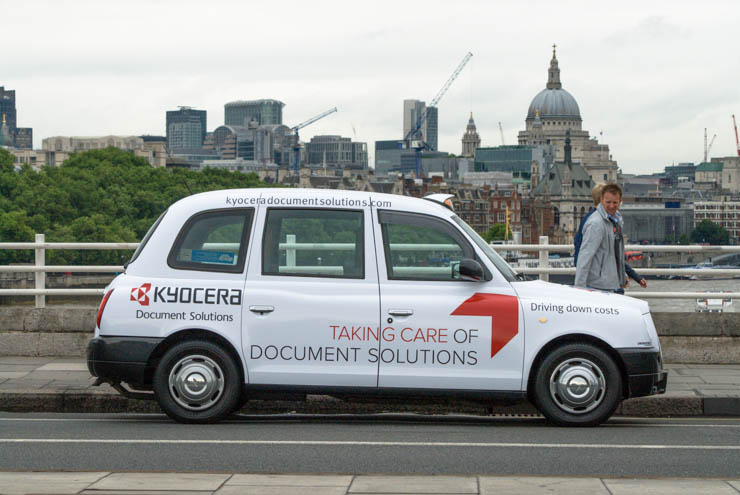 2013 Ubiquitous taxi advertising campaign for Kyocera - Take care of document solutions