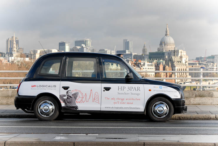 2012 Ubiquitous taxi advertising campaign for Logicalis - HP 3PAR