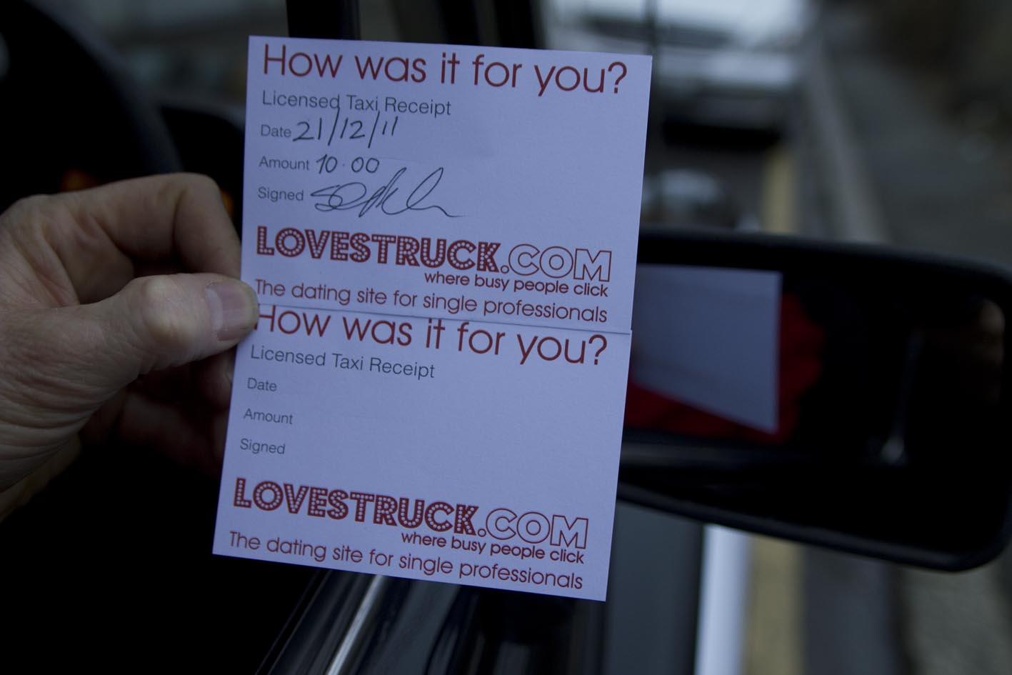 2012 Ubiquitous taxi advertising campaign for Lovestruck.com - Get Lovestruck in London