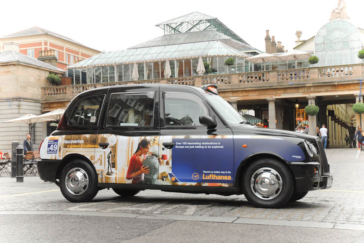 2011 Ubiquitous taxi advertising campaign for Lufthansa - Discoveries a product of Lufthansa