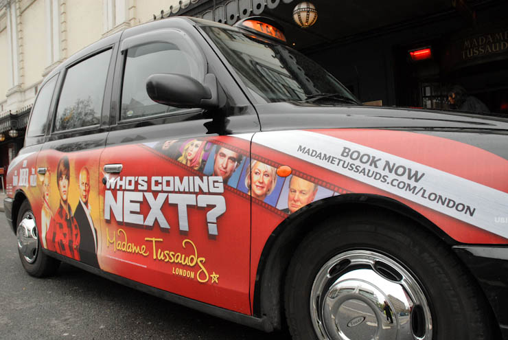 2011 Ubiquitous taxi advertising campaign for Madame Tussauds - Who's Coming Next?