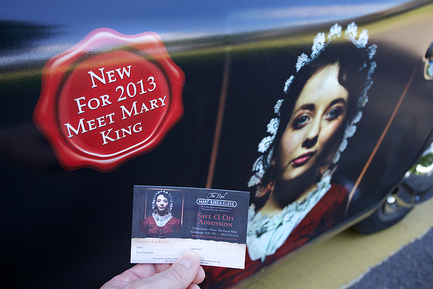 2013 Ubiquitous taxi advertising campaign for Mary King's Close - Imagine he knocked on your door