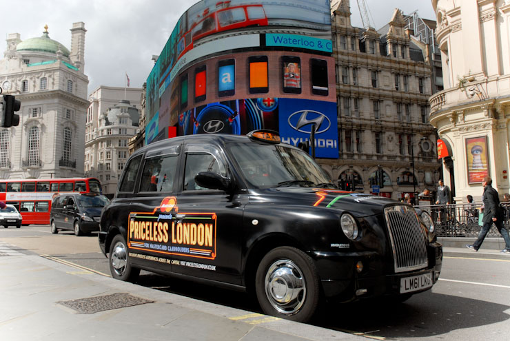2012 Ubiquitous taxi advertising campaign for Mastercard - Priceless London