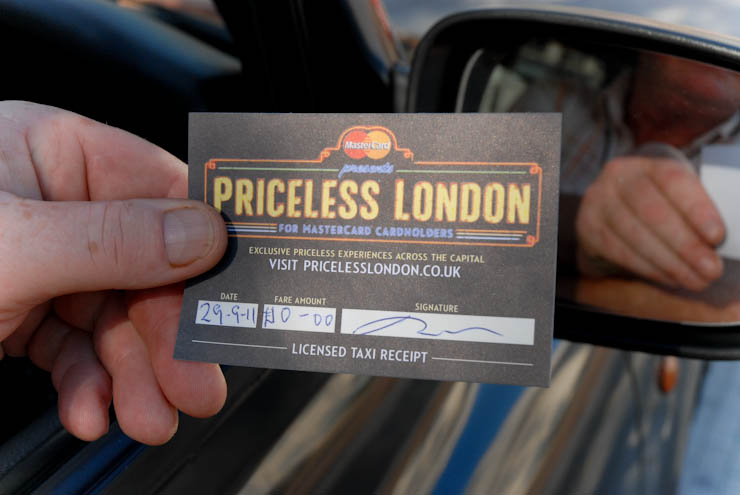 2011 Ubiquitous taxi advertising campaign for Mastercard - Mastercard Represents Priceless London