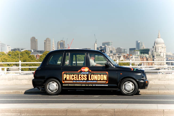 2011 Ubiquitous taxi advertising campaign for Mastercard - Mastercard Represents Priceless London