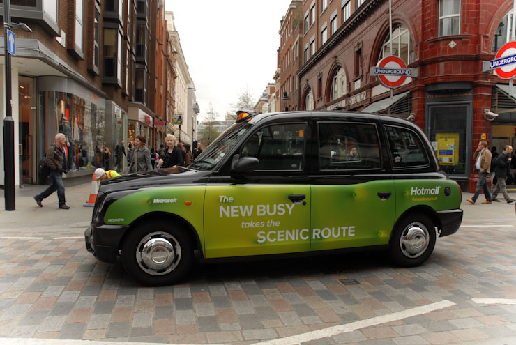 2010 Ubiquitous taxi advertising campaign for Microsoft - The New Busy Takes The Scenic Route
