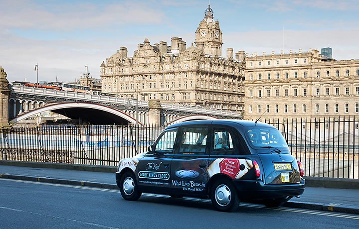 2012 Ubiquitous taxi advertising campaign for Mary King's Close - What Lies Beneath?