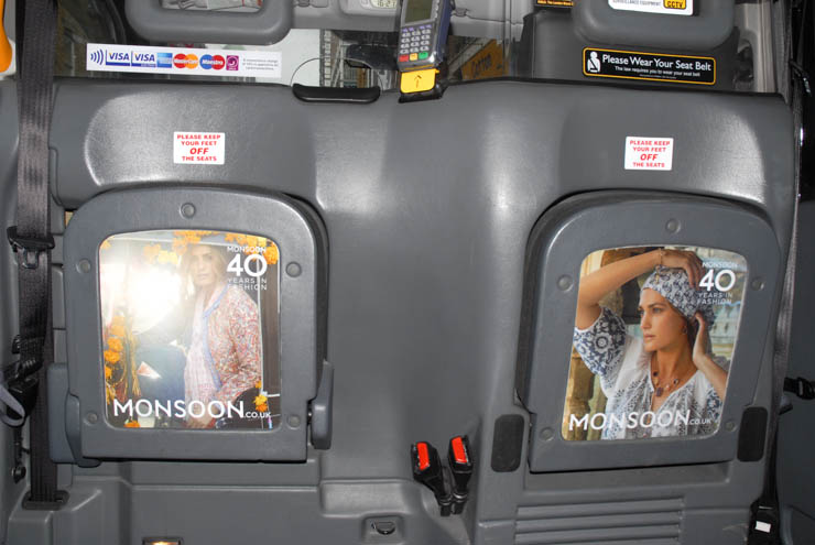 2013 Ubiquitous taxi advertising campaign for Monsoon - 40 Years In Fashion