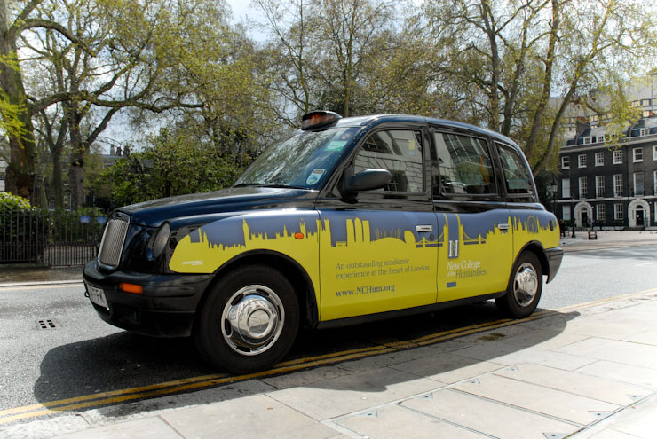 2012 Ubiquitous taxi advertising campaign for New College of the Humanities - An Outstanding Academic Experience in the Heart of London