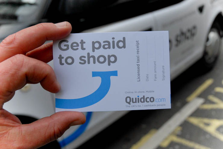2012 Ubiquitous taxi advertising campaign for Quidco - Get paid to shop