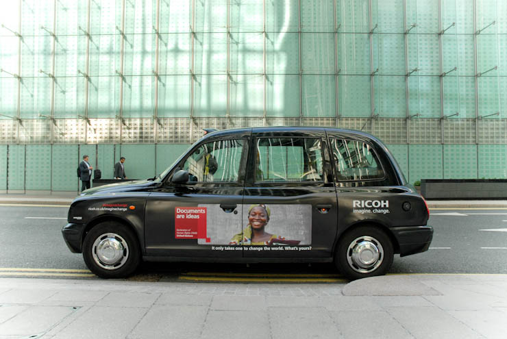 2012 Ubiquitous taxi advertising campaign for Ricoh - Imagine. Change.