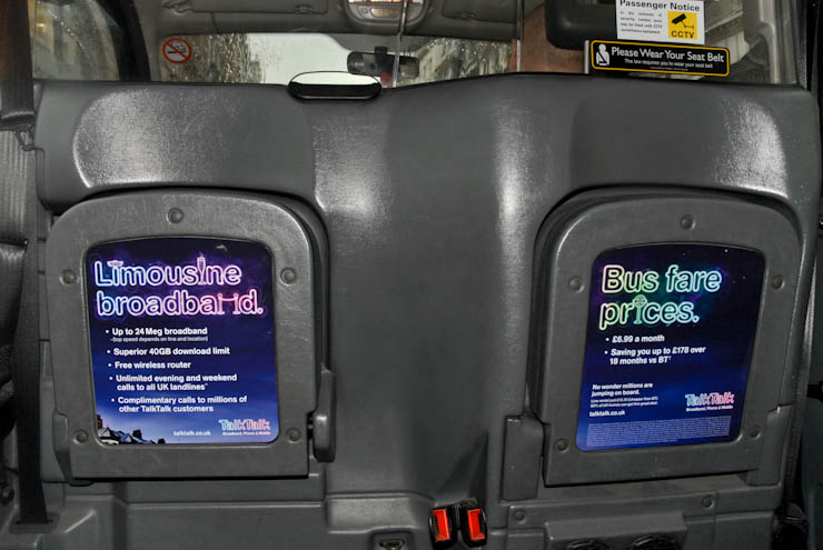 2011 Ubiquitous taxi advertising campaign for Talk Talk - Talk Talk