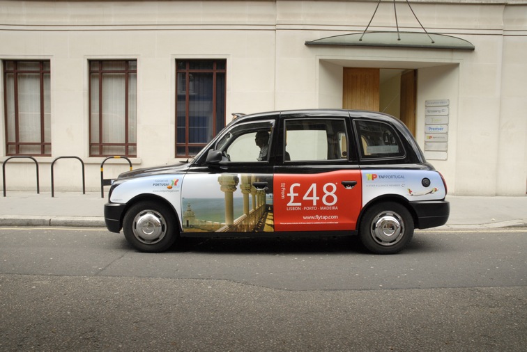 2009 Ubiquitous taxi advertising campaign for TAP  - Europes most frequent flyer to Brazil