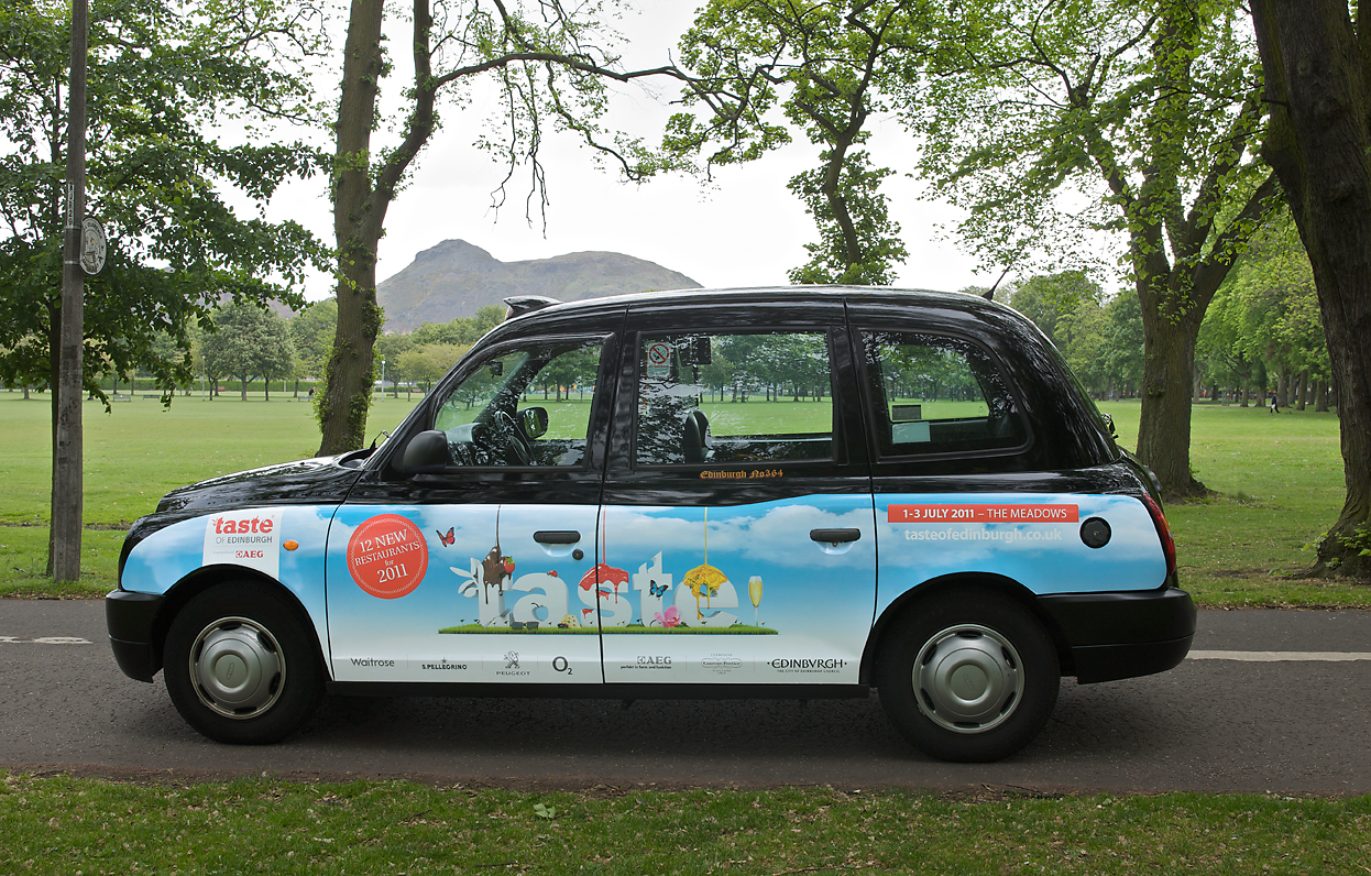 2011 Ubiquitous taxi advertising campaign for Taste Of Edinburgh - Taste!
