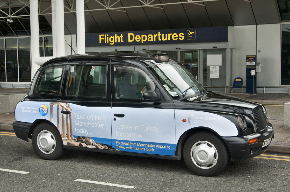 2011 Ubiquitous taxi advertising campaign for Thomas Cook - Take Off From Manchester Today...Take In Turkey Tomorrow
