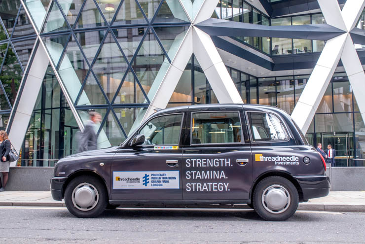 2013 Ubiquitous taxi advertising campaign for Threadneedle - Strength. Stamina. Strategy.