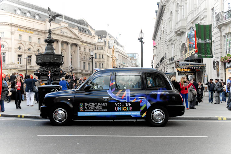 2012 Ubiquitous taxi advertising campaign for Timothy James & Partners - You're Unique