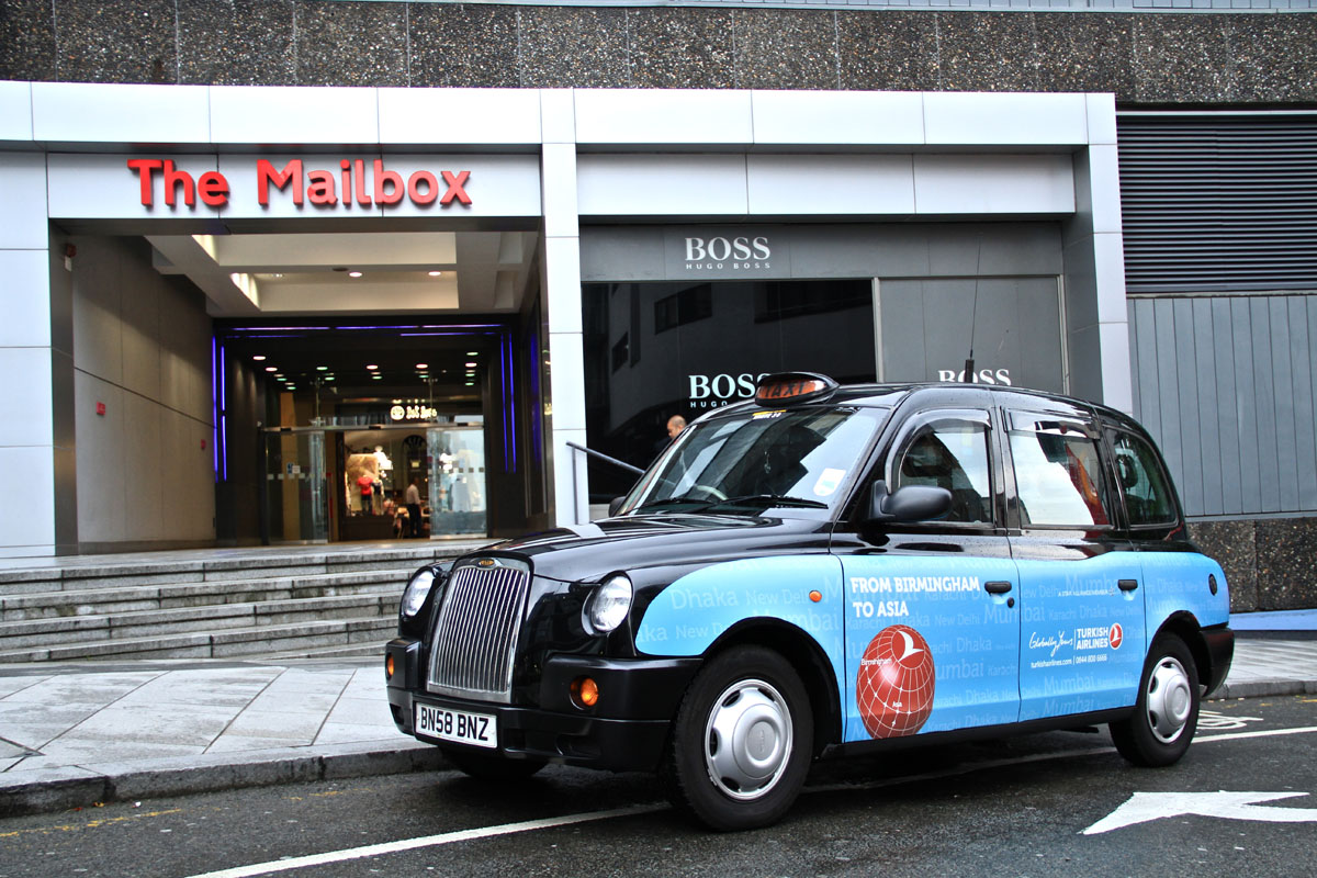 2012 Ubiquitous taxi advertising campaign for Turkish Airlines - From Birmingham to Asia