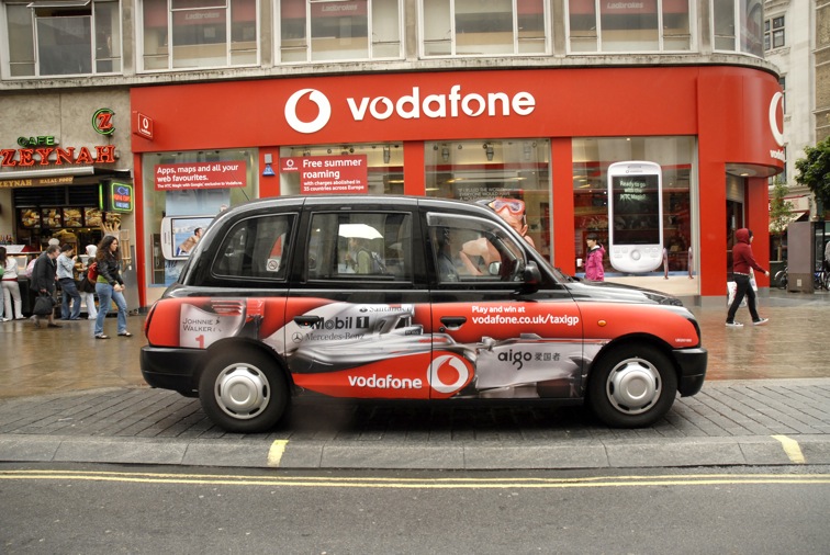 2009 Ubiquitous taxi advertising campaign for Vodafone - vodafone.co.uk/taxigp