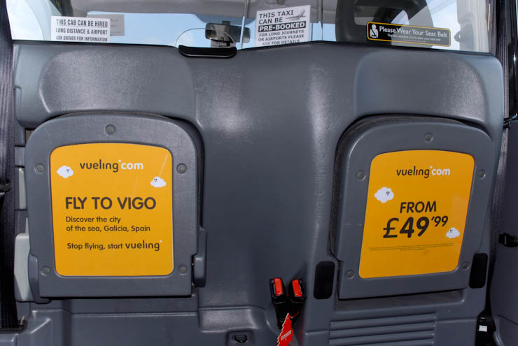 2012 Ubiquitous taxi advertising campaign for Vueling - Fly to Vigo