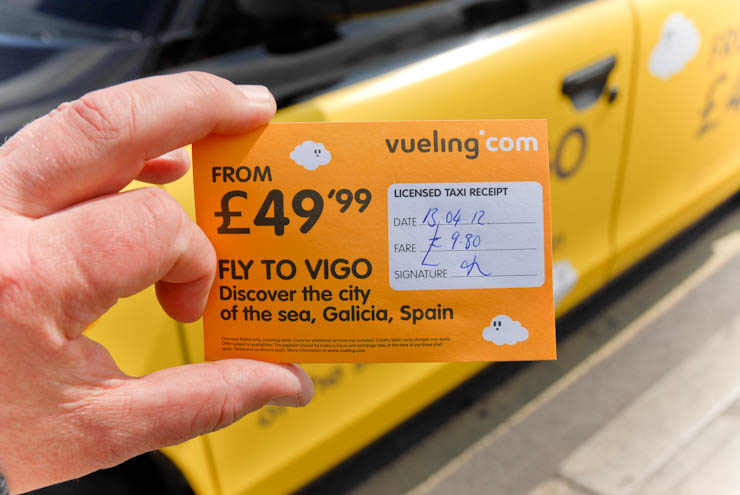 2012 Ubiquitous taxi advertising campaign for Vueling - Fly to Vigo